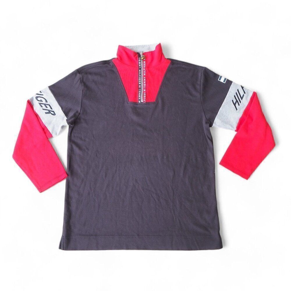 Tommy Hilfiger Vintage Mockneck 1/4 Zip Pullover Navy / Red / White Men's M